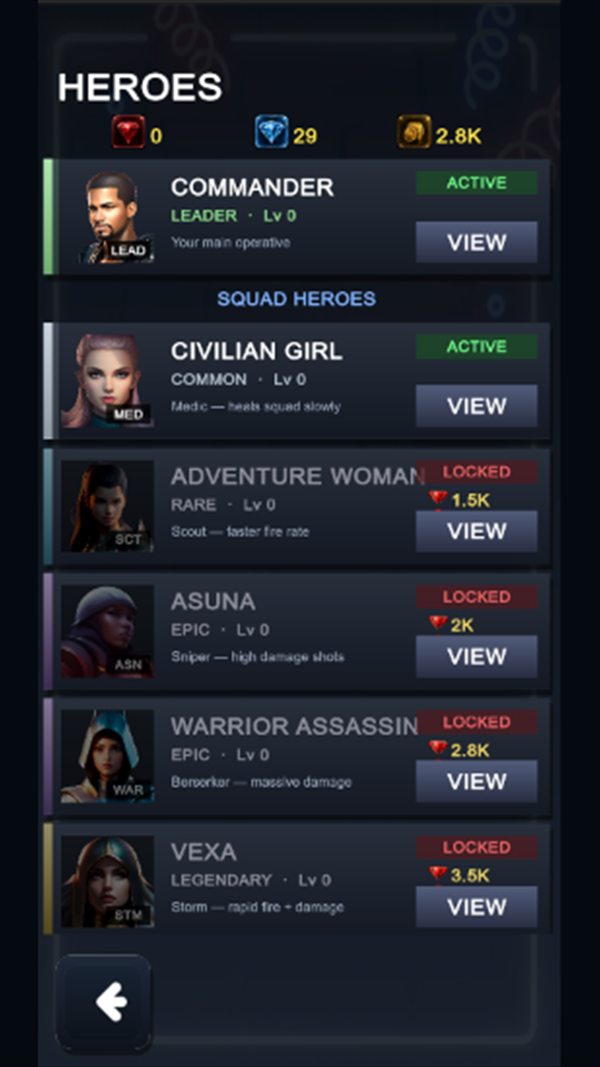 Heroes roster