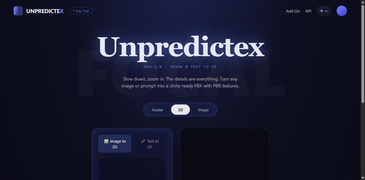 UNPREDICTEX home screen